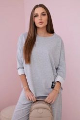 Komplet bawełniany bluza + spodnie jasny szary. Szare bluzy KESI, l, bez wzorów, z bawełny, bez kaptura. Za 284.37 zł.