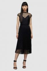 AllSaints sukienka kolor czarny midi prosta. Czarne sukienki AllSaints, na co dzień, bez wzorów, bez kołnierzyka, bez ramiączek, midi, plisowane. Za 1,099.90 zł.