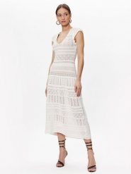 TWINSET Sukienka letnia 231TT3090 Biały Regular Fit. Białe sukienki Twinset, xs, bez wzorów, z syntetyku, bez kołnierzyka, bez ramiączek. Za 819.99 zł.