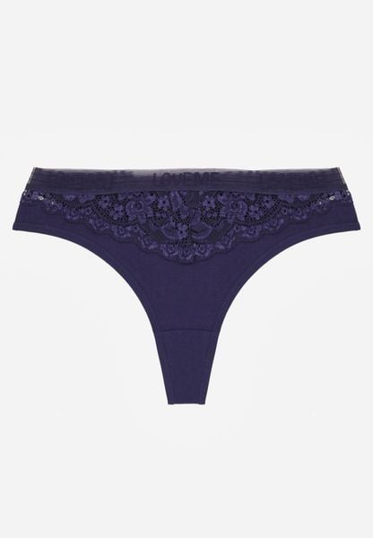 Granatowe Majtki Stringi z Bawełną Ozdobione Koronką Thelanthe. Niebieskie stringi Born2be, bez wzorów, z bawełny. Za 4.99 zł.