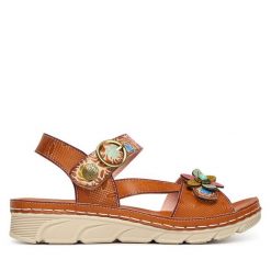 Sandały Laura Vita. Brązowe sandały LAURA VITA, bez wzorów, bez obcasa, na płaskiej podeszwie, bez zapięcia. Za 389.99 zł.