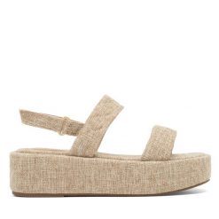 Sandały JENNY. Brązowe sandały Jenny, bez wzorów, bez obcasa, na koturnie, bez zapięcia. Za 129.99 zł.