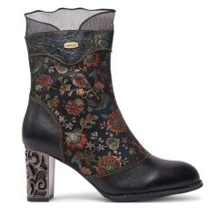 Botki Laura Vita. Czarne botki LAURA VITA, bez wzorów, bez obcasa, na słupku, bez zapięcia. Za 279.99 zł.