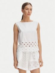 Max Mara Beachwear Top Maggio 2616161039 Biały Regular Fit. Białe topy Max Mara Beachwear, m, bez wzorów, z bawełny, bez kołnierzyka, bez ramiączek. Za 589.99 zł.