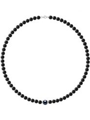 Pearline Naszyjnik z perłą rozmiar: 45 cm. Czarne naszyjniki Pearline, z materiału, z agatem, srebrne. Za 260.99 zł.