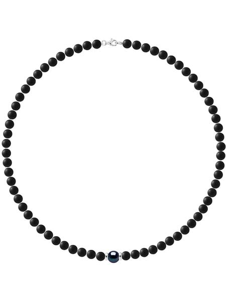 Pearline Naszyjnik z perłą rozmiar: 45 cm. Czarne naszyjniki Pearline, z materiału, z agatem, srebrne. Za 260.99 zł.