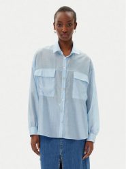 Rinascimento Koszula CFC0123656003 Błękitny Relaxed Fit. Niebieskie koszule Rinascimento, l, bez wzorów, z syntetyku, bez kołnierzyka, bez ramiączek. Za 219.99 zł.