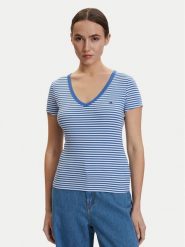 Tommy Jeans T-Shirt DW0DW17385 Niebieski Slim Fit. Niebieskie t-shirty Tommy Jeans, xxs, bez wzorów, z bawełny, bez kołnierzyka, bez ramiączek. Za 149.99 zł.