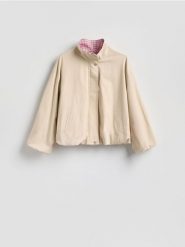 Kurtka boxy - kremowy. Białe kurtki Reserved, l, bez wzorów, z bawełny, bez kaptura. Za 199.99 zł.