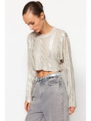 Trendyol Sweter w kolorze srebrno-szarym rozmiar: M. Szare swetry Trendyol, m, bez wzorów, bez ramiączek. Za 78.99 zł.