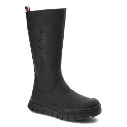 Czarne Kozaki Tommy Hilfiger Modne Buty Damskie. Czarne kozaki Tommy Hilfiger, bez wzorów, z materiału, klasyczne, bez obcasa, na platformie, bez zapięcia. Za 548.99 zł.