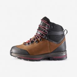 Buty trekkingowe damskie Forclaz MT100 szerokie skóra wodoodporne. Brązowe buty trekkingowe FORCLAZ, z kauczuku, przed kolano, bez zapięcia. Za 469.99 zł.