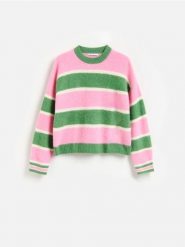 Wełniany sweter w paski - wielobarwny. Swetry Reserved, l, bez wzorów, z wełny, bez ramiączek. Za 259.99 zł.