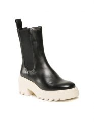 Gino Rossi Botki RST-CIRCLE-02B Czarny. Czarne botki Gino Rossi, bez wzorów, ze skóry, bez obcasa, na słupku, bez zapięcia. Za 349.99 zł.