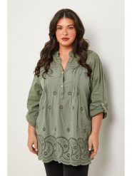 Curvy Lady Tunika w kolorze khaki rozmiar: 44/46. Brązowe tuniki Curvy Lady, bez wzorów, klasyczne, bez kołnierzyka, bez ramiączek. Za 150.02 zł.