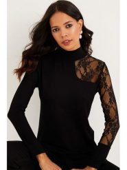 Milan Kiss Bluzka w kolorze czarnym rozmiar: S. Czarne bluzki Milan Kiss, s, bez wzorów, z koronki, bez kołnierzyka, bez ramiączek. Za 104.89 zł.