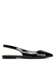 LOVE MOSCHINO Sandały JA11021G1MIH0000 Czarny. Czarne sandały Love Moschino, bez wzorów, z lakierowanej skóry, bez obcasa, na płaskiej podeszwie, bez zapięcia. Za 899.99 zł.