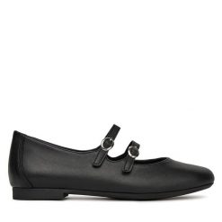 Baleriny Remonte. Czarne baleriny Remonte, bez wzorów, bez obcasa, bez zapięcia. Za 303.99 zł.