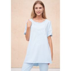 Tunika Damska Letaro BS Błękitny. Niebieskie tuniki blue shadow, s, z aplikacjami, z bawełny, sportowe, bez kołnierzyka, bez ramiączek. Za 169.90 zł.