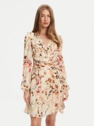 Guess Sukienka koktajlowa W5YK20 WDW82 Beżowy Regular Fit. Brązowe sukienki Guess, xxl, z aplikacjami, z syntetyku, wizytowe, bez kołnierzyka, bez ramiączek. Za 659.99 zł.