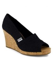 TOMS Czółenka w kolorze czarnym na obcasie rozmiar: 40. Czarne czółenka TOMS, bez wzorów, z otwartym noskiem, bez obcasa, na koturnie, bez zapięcia. Za 165.99 zł.