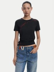 Desigual T-Shirt Charly 25WWTK08 Czarny Regular Fit. Czarne t-shirty Desigual, xl, bez wzorów, z bawełny, bez kołnierzyka, bez ramiączek. Za 129.99 zł.