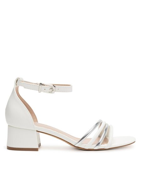 JENNY Sandały LS6026-06 Biały. Białe sandały Jenny, bez wzorów, z materiału, bez obcasa, na słupku, bez zapięcia. Za 129.99 zł.