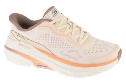 Buty sportowe damskie, Slip-Ins: Max Cushioning Arch Fit 2.0 - Azusah. Białe buty treningowe Skechers, bez wzorów, z materiału, przed kostkę, bez zapięcia, trekkingowe. Za 499.99 zł.