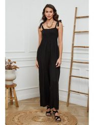 La Compagnie Du Lin Lniany kombinezon w kolorze czarnym rozmiar: L. Czarne kombinezony La Compagnie Du Lin, l, bez wzorów, ze lnu, bez kołnierzyka, bez ramiączek. Za 195.99 zł.