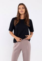 Bawełniany t-shirt, Comfort Fit, T-FLAME. Czarne t-shirty Volcano, m, bez wzorów, z bawełny, klasyczne, bez kołnierzyka, bez ramiączek. Za 59.99 zł.