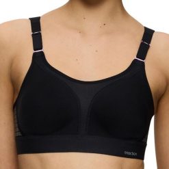 Stanik do biegania Extreme Lite z wysoki poziomem podtrzymywania. Czarne biustonosze sportowe Triumph, bez wzorów, z elastanu, do biegania. Za 296.00 zł.