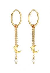 Elli Damskie kreole Star Moon Astro Trend Blogger z perłą hodowlana słodkowodną w srebrze 925 Sterling Silver Kolczyki koła 1 ct. Szare kolczyki Elli, z perłą, srebrne. Za 283.99 zł.