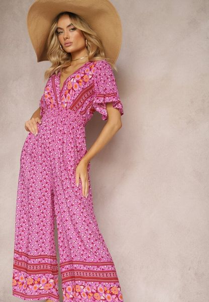 Fioletowy Kopertowy Kombinezon Bawełniany z Cienkimi Gumeczkami w Pasie Zapinany na Szyi Orithiama. Fioletowe sukienki Renee, na imprezę, l, bez wzorów, z bawełny, eleganckie, bez kołnierzyka, bez ramiączek, mini, dopasowane. Za 49.99 zł.