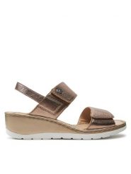 Caprice Sandały 9-28251-42 Złoty. Żółte sandały Caprice, bez wzorów, ze skóry, bez obcasa, na koturnie, bez zapięcia. Za 206.99 zł.