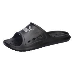 Klapki plażowe Puma DIVECAT DRY. Czarne klapki Puma, bez wzorów, z materiału, klasyczne, bez obcasa, bez zapięcia. Za 83.99 zł.