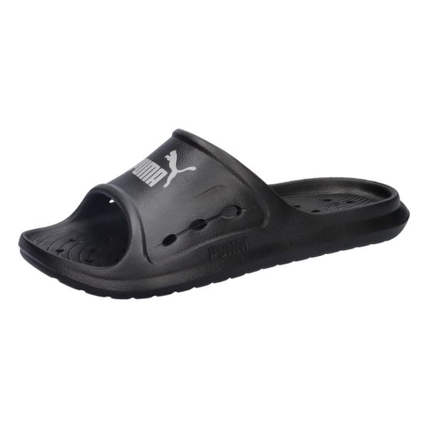 Klapki plażowe Puma DIVECAT DRY. Czarne klapki Puma, bez wzorów, z materiału, klasyczne, bez obcasa, bez zapięcia. Za 83.99 zł.