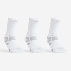 Skarpety sportowe tenis RS560 High 3 pary. Białe skarpetki Decathlon, bez wzorów, z bawełny. Za 49.99 zł.