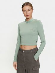 Vans Bluzka Mini Mock Neck Ls VN0007EZ Zielony Slim Fit. Zielone bluzki Vans, s, bez wzorów, z bawełny, bez kołnierzyka, bez ramiączek. Za 129.99 zł.