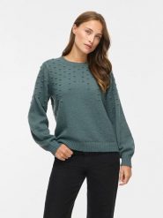 Vila Sweter "Tuli" w kolorze zielonym rozmiar: XS. Zielone swetry Vila, xs, z aplikacjami, bez ramiączek. Za 129.95 zł.