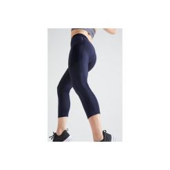 Legginsy 7/8 fitness kardio damskie 120 granatowe. Niebieskie legginsy DOMYOS, bez wzorów, z elastanu. Za 64.99 zł.
