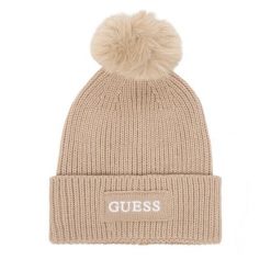 Czapka Guess. Brązowe czapki zimowe Guess, z aplikacjami. Za 154.99 zł.
