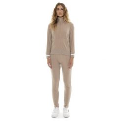 Bluza z zamek błyskawiczny na co dzień na siłownię. Brązowe bluzy LEONE 1947 APPAREL, bez wzorów, z dresówki, sportowe, bez ramiączek, bez kaptura. W wyprzedaży za 273.65 zł.