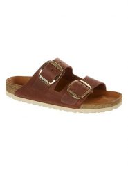 Birkenstock Skórzane klapki "Arizona" w kolorze brązowym rozmiar: 40. Brązowe klapki Birkenstock, bez wzorów, klasyczne, z otwartym noskiem, bez obcasa, bez zapięcia. Za 573.71 zł.