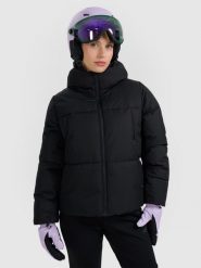 4F Kurtka narciarska membrana 5000 damska - czarna L. Czarne kurtki narciarskie 4f, na zimę, l, bez wzorów, bez kaptura, narciarskie. Za 499.99 zł.