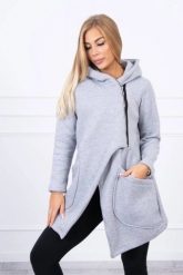 Bluza ocieplana z asymetrycznym suwakiem szara. Szare bluzy KESI, l, bez wzorów, z bawełny, bez kaptura. Za 238.37 zł.