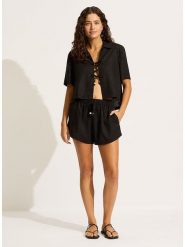 Seafolly Szorty w kolorze czarnym rozmiar: L. Czarne szorty Seafolly, bez wzorów. Za 126.75 zł.