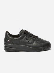 Damskie skórzane buty sportowe TBS Brandy. Czarne buty treningowe TBS, bez wzorów, z materiału, bez zapięcia, trekkingowe. Za 528.00 zł.