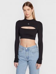 Calvin Klein Jeans Sweter J20J220446 Czarny Slim Fit. Czarne swetry Calvin Klein Jeans, l, bez wzorów, z jeansu, bez ramiączek. Za 449.99 zł.