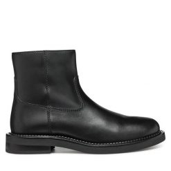 Botki Geox. Czarne botki Geox, bez wzorów, bez obcasa, na płaskiej podeszwie, bez zapięcia. Za 349.99 zł.