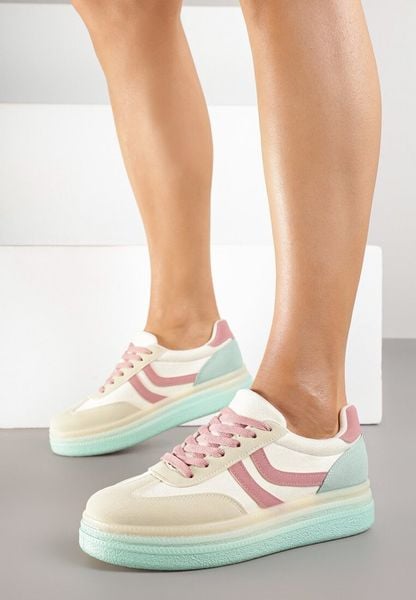 Jasnożółte Sneakersy Typu Kultowe Tenisówki na Niskiej Platformie Olritia. Żółte buty sportowe lifestyle Renee, z aplikacjami, z jeansu, sportowe, bez zapięcia. Za 89.99 zł.